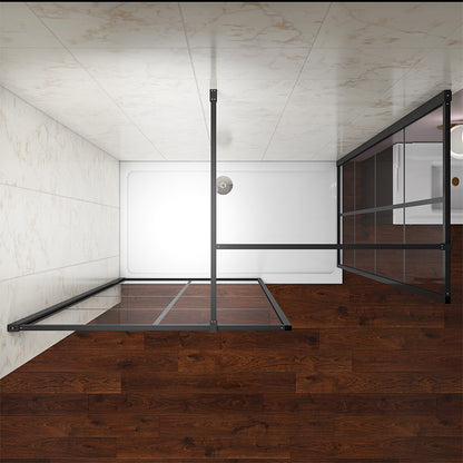 SKY Walk in Shower Enclosure Wet Room Black Frame NANO Glass