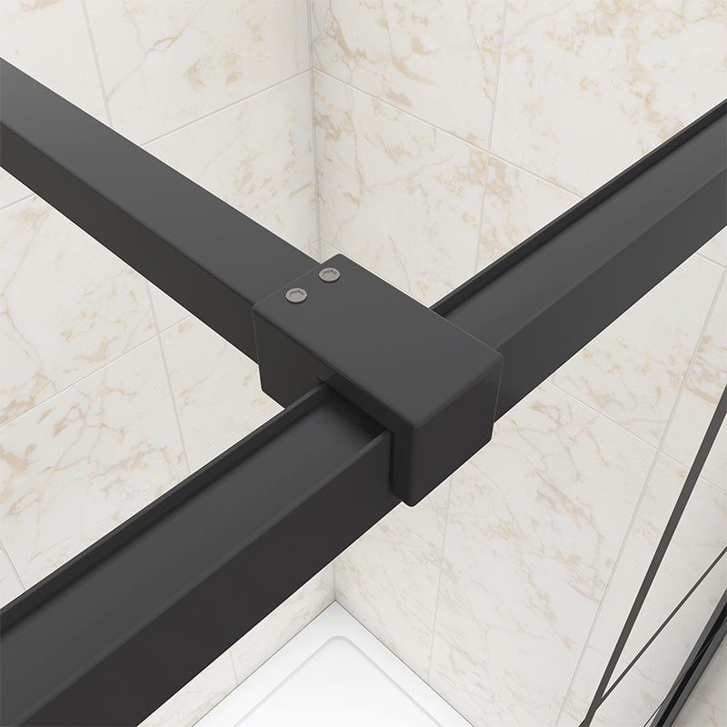 SKY Walk in Shower Enclosure Wet Room Black Frame NANO Glass