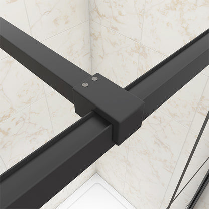 SKY Walk in Shower Enclosure Wet Room Black Frame NANO Glass