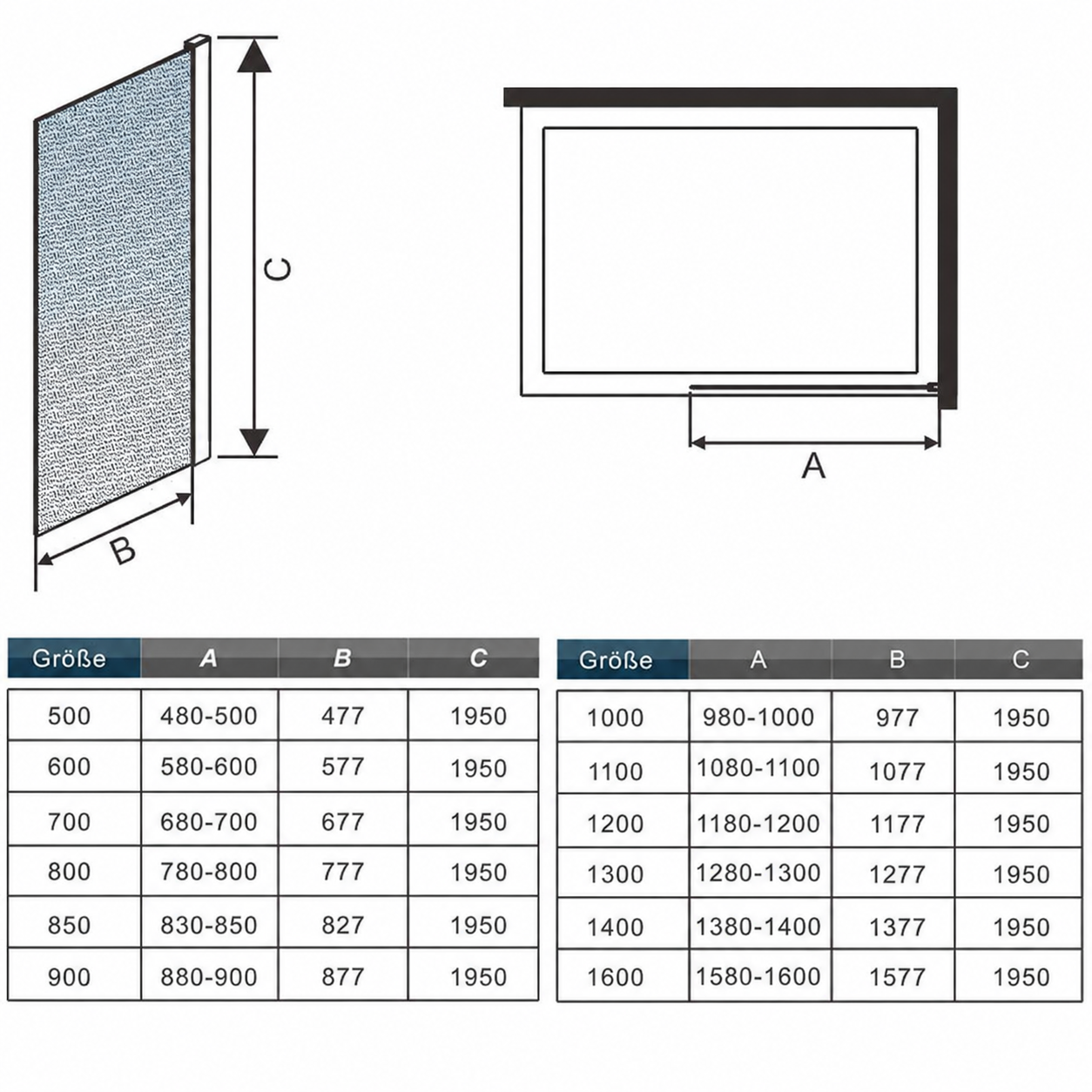 Walk In Wet Room Shower Screen Panel Frosted Tempered Glass