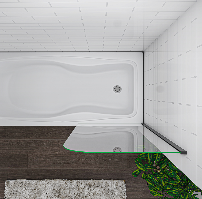 SKY Black Fix Bath Shower Screen Glass Panel 70/80x130cm