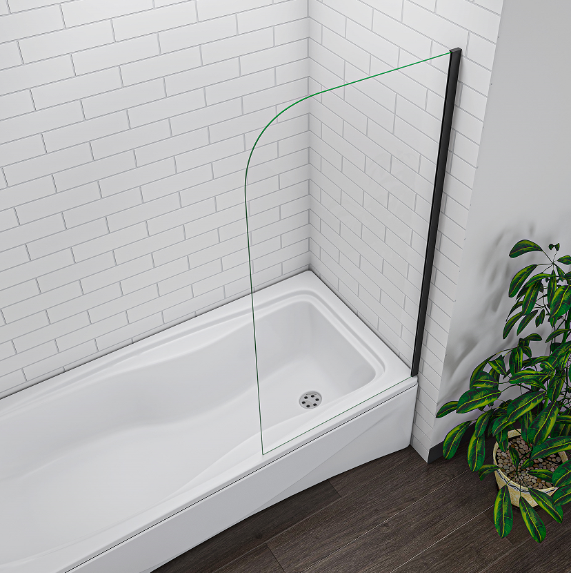 SKY Black Fix Bath Shower Screen Glass Panel 70/80x130cm