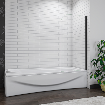 SKY Black Fix Bath Shower Screen Glass Panel 70/80x130cm