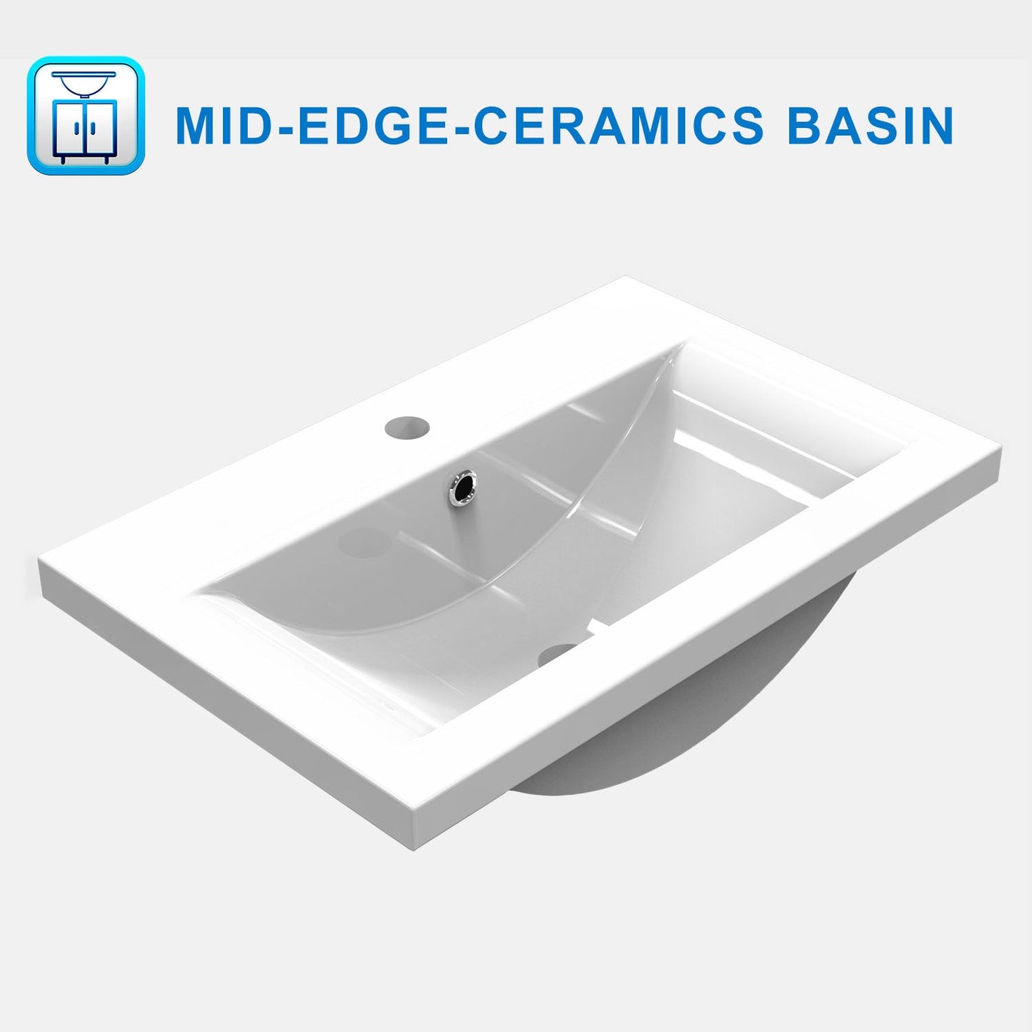 SKY 800x600mm Bathroom Anthracite Vanity Unit With Storage Space| Soft Close Doors|White Thick Ceramic Basin