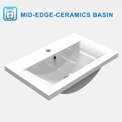 SKY 800x600mm Bathroom Anthracite Vanity Unit With Storage Space| Soft Close Doors|White Thick Ceramic Basin