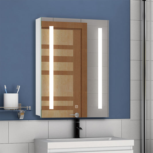 Mirror Cabinet for Bathroom Storage with Lights, Shaver Socket, Demister Pad, Touch Switch 450x600mm