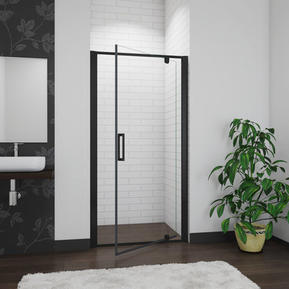 BLACK Frame Pivot Shower Door Enclosure Walk in Safety Glass Screen Cubicle