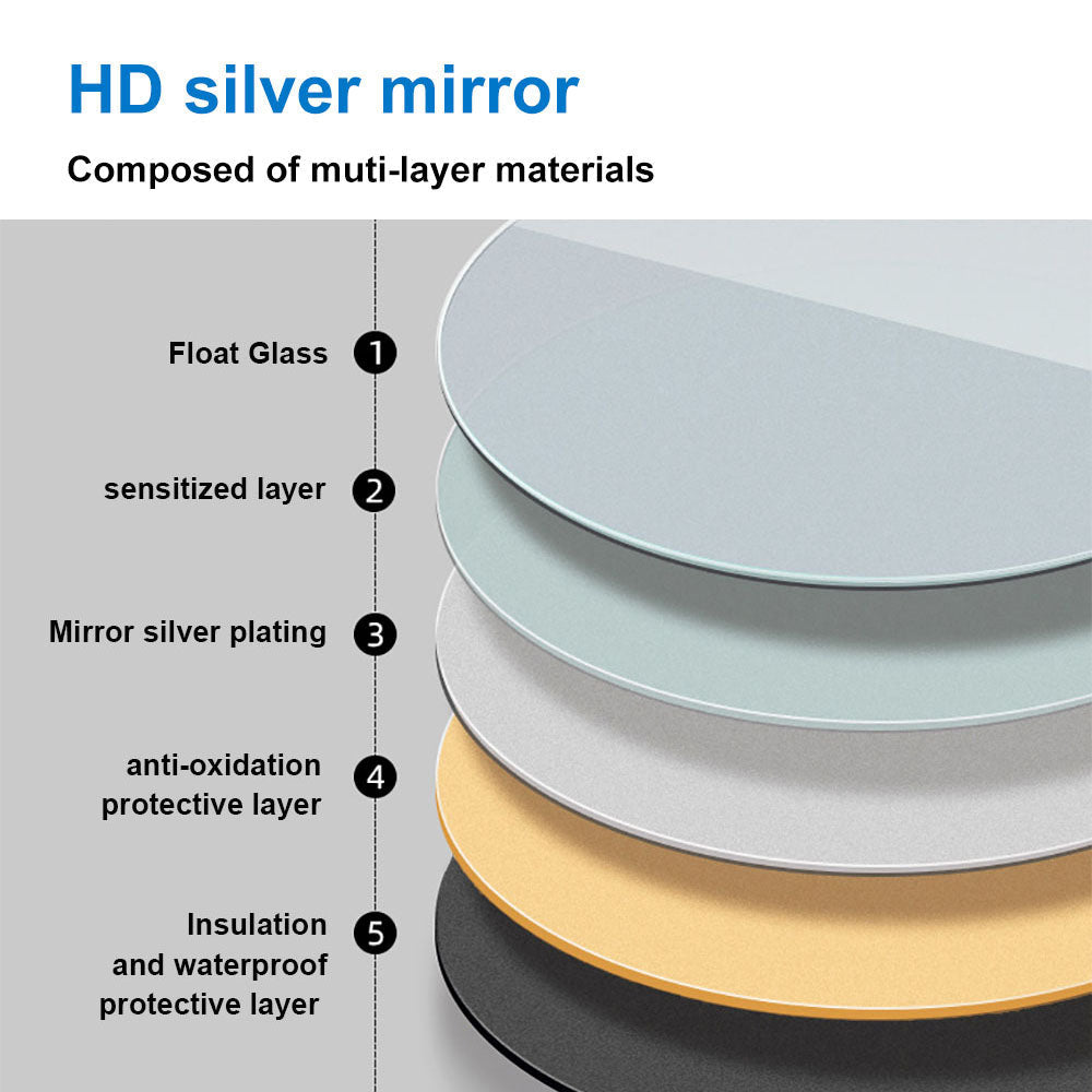 SKY Bathroom Round Mirrors with Lights, Anti fog Touch Sensor, 6000K Cool White led Light, Wall Mounted, IP44 Dustproof Waterproof-1.5cm