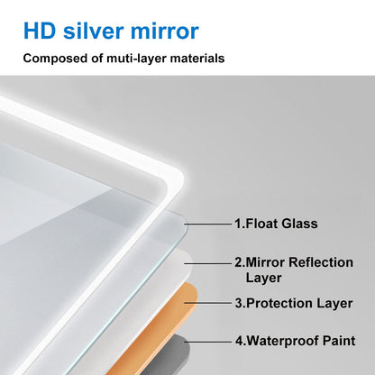 SKY Bathroom Mirror with Demister Pad Wall Mounted, LED Lights