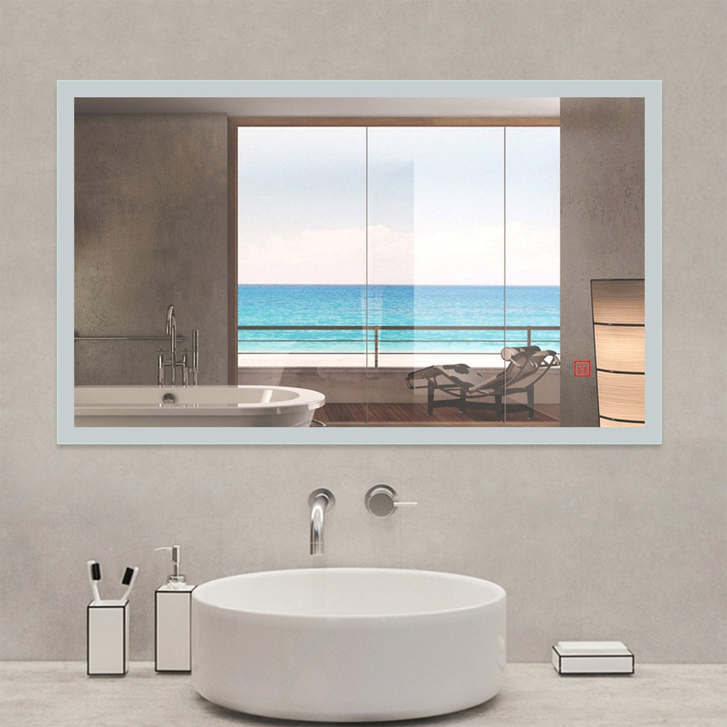 SKY LED Bathroom Mirror with Demister Wall-mounted Pad