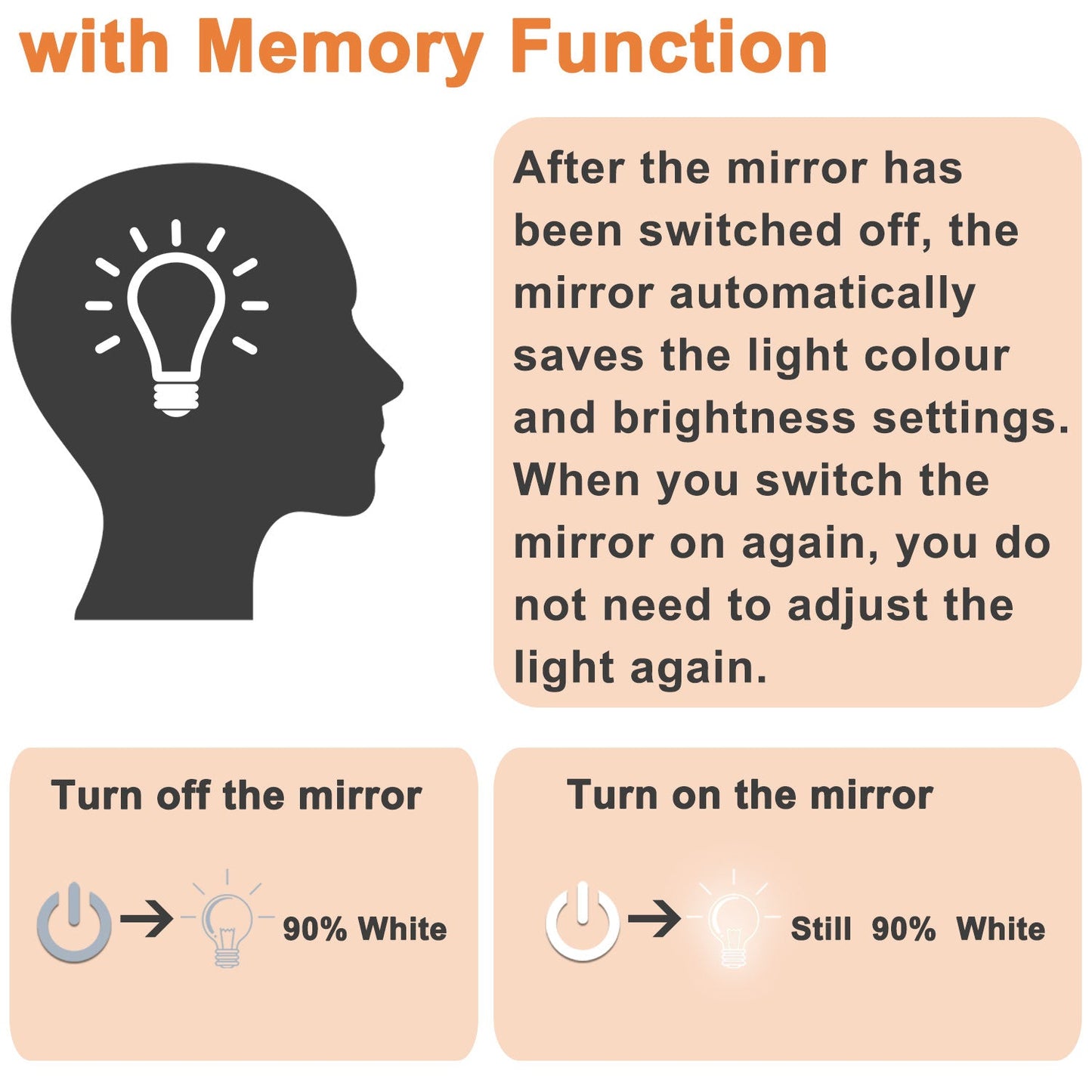 SKY bathroom Memory Function, Anti-fog, IP44, With 3 Colors Dimmable Brightness, Round  LED Bathroom Black Frame Mirror