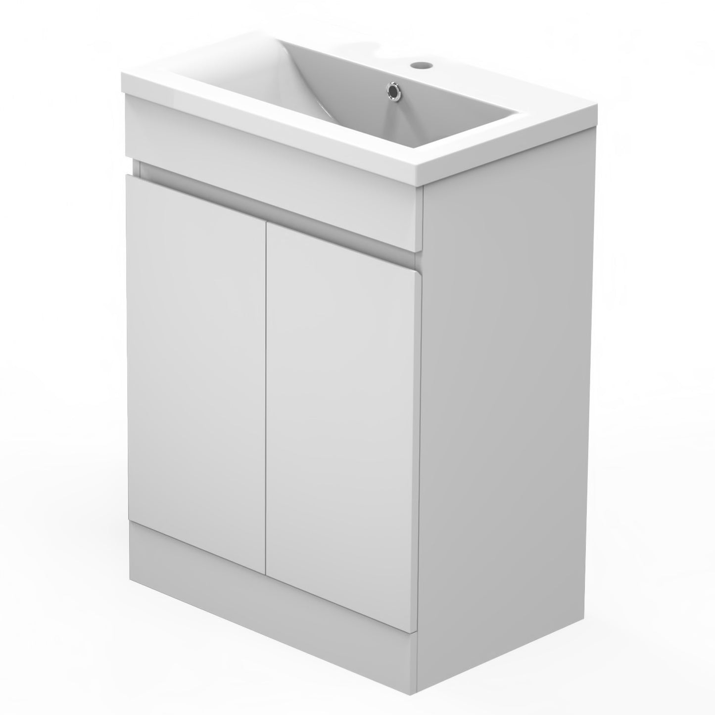 Floor standing Bathroom Vanity Unit with Basin Storage 2 Doors Cabinet Furniture, Gloss White