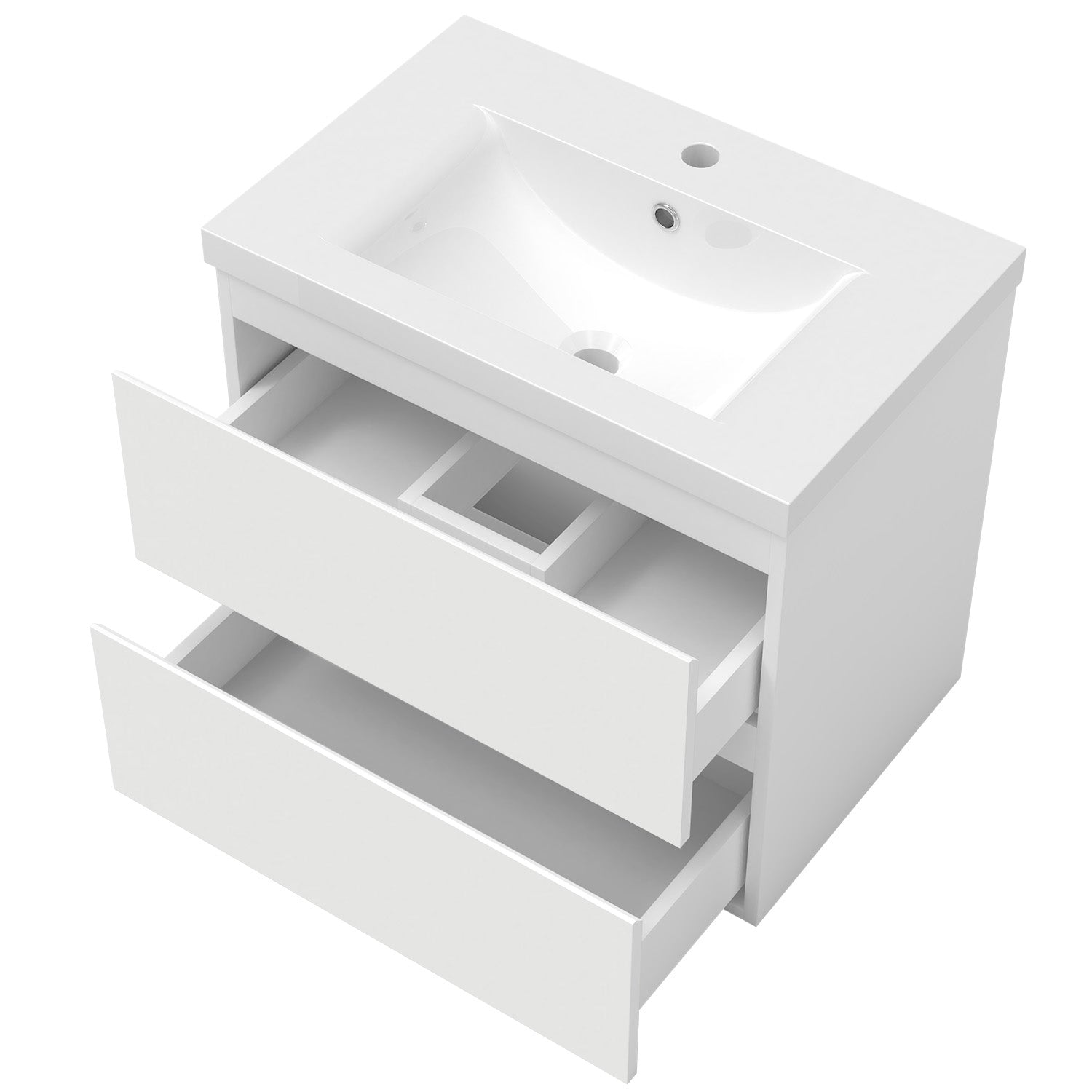 Bathroom Vanity Unit Basin Sink Wall Hung Soft Close Drawers Storage Cabinet, White/Grey