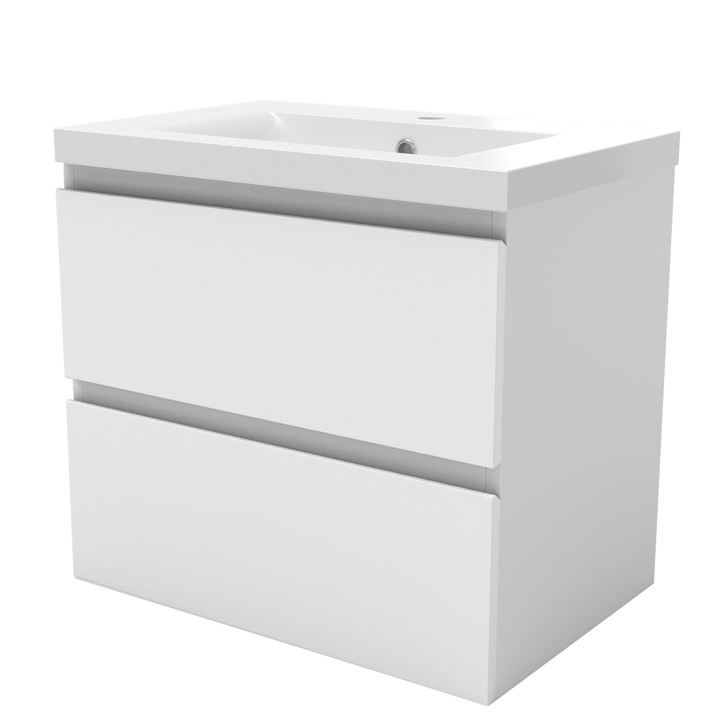 Bathroom Vanity Unit Basin Sink Wall Hung Soft Close Drawers Storage Cabinet, White/Grey