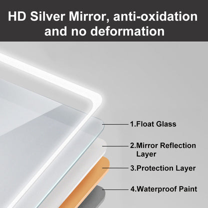 800x600MM Bathroom Mirror with LED Lights, Bluetooth Illuminated Dimmable