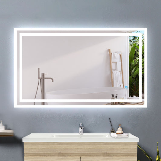 Bathroom Mirror with LED Lights, Anti Fog Touch Switch 900x700mm Vertical or Horizontal