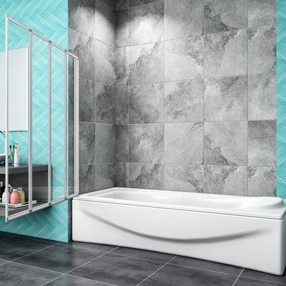 Fold Folding Bath Screen Shower Bathroom 4mm Glass Panel 900x1400