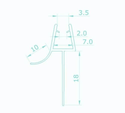 Shower Glass Door Plastic Seal For 5-6mm Glass 18mm gap Shower Cubicles Bathroom