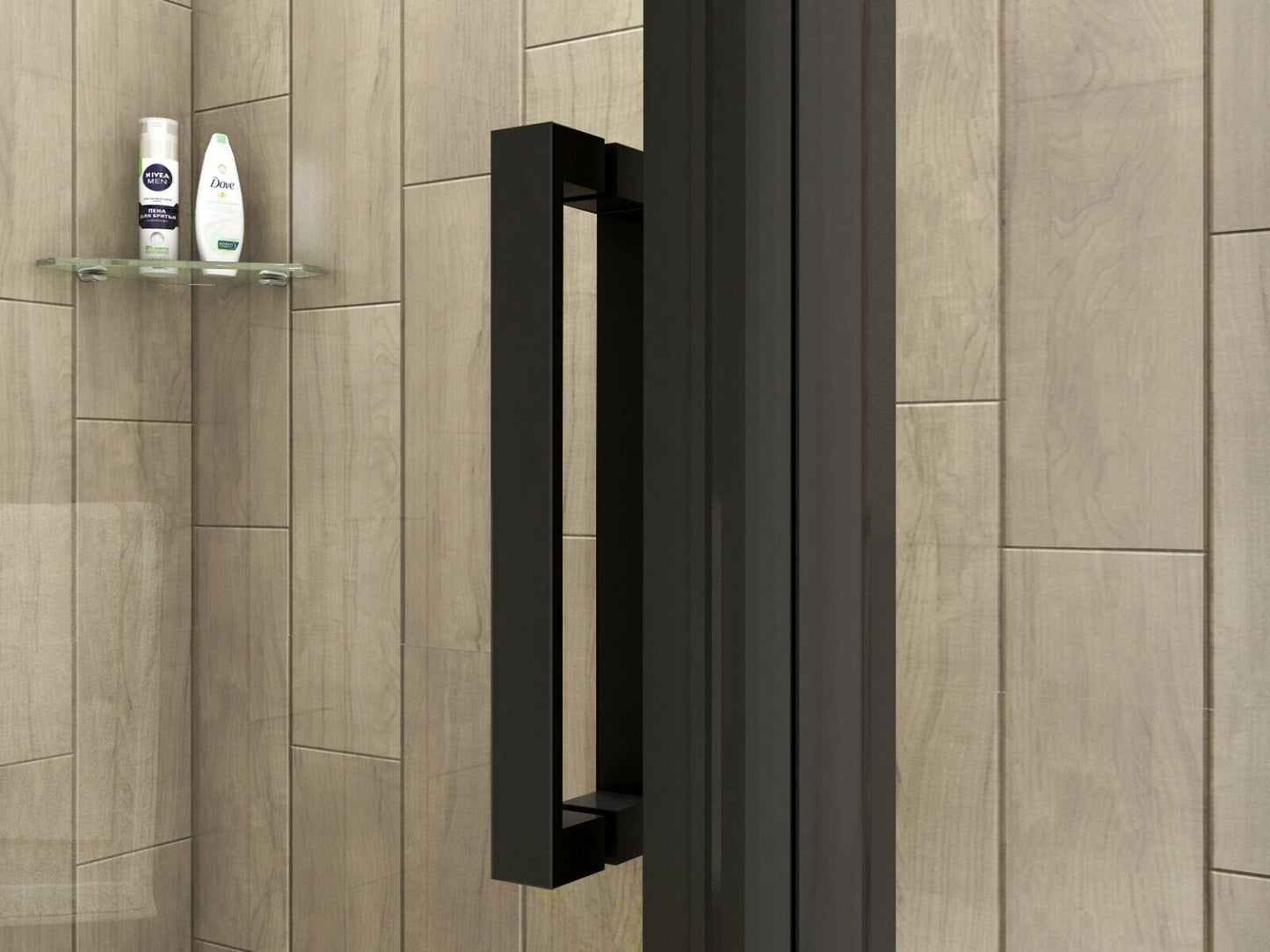 New Black Frame Bathroom Sliding Shower Enclosure Screen WalK In 8mm Glass Door