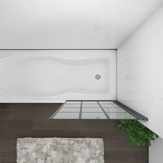 Black Pivot Bath Shower 6mm Screen Glass Panel 80x140cm