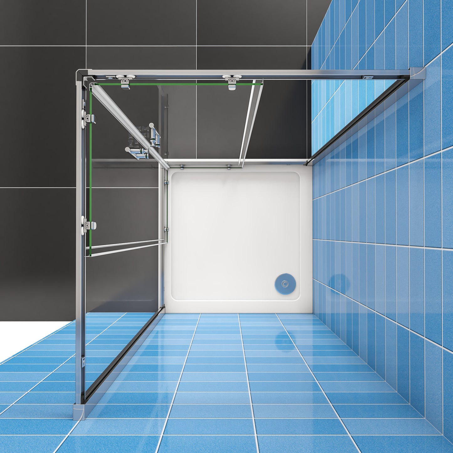 Corner Entry Shower Enclosure Walk in Cubicle Sliding Glass Door optional Shower Tray