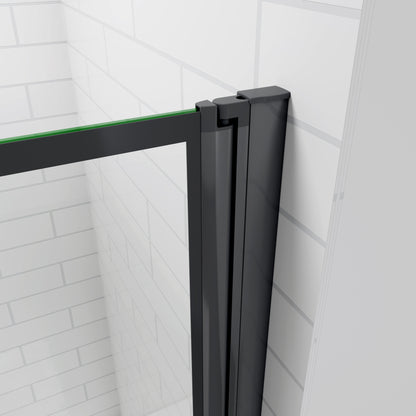 Black Pivot Bath Shower 6mm Screen Glass Panel 80x140cm