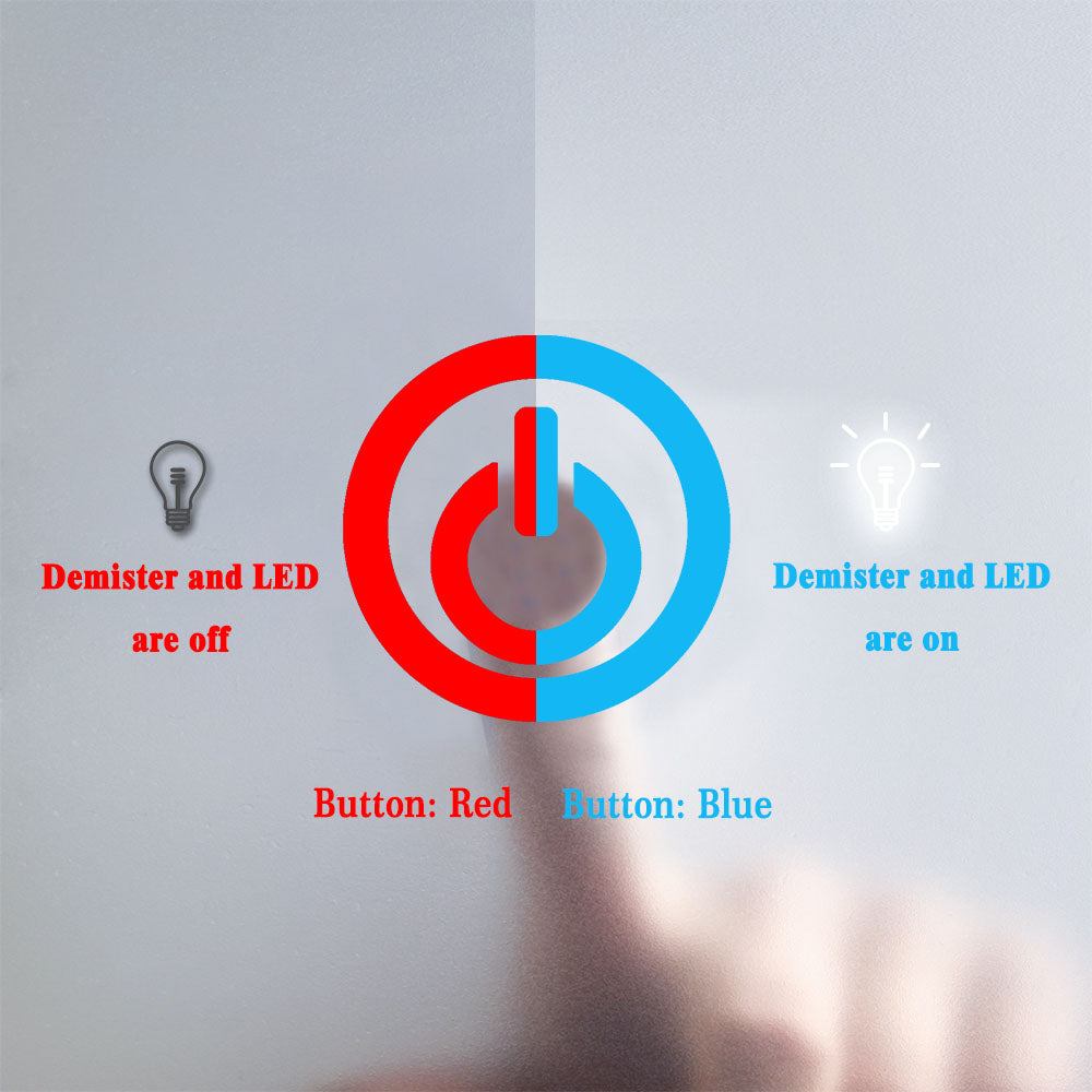 Bathroom LED Mirror, Anti Fog Touch Switch 500x700 700x500mm IP44 Waterproof Dustproof