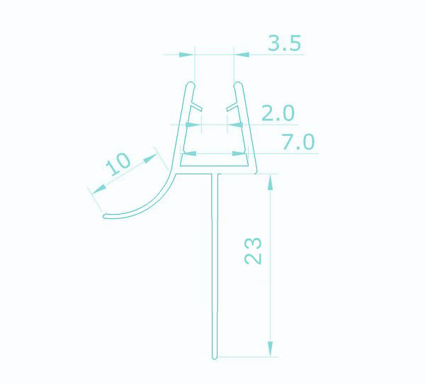 Bath shower screen door seal for 5mm & 6mm glass B6-23