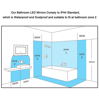 Bathroom Wall Mirror with Light, Bluetooth Speaker, Demister, 3x Magnification, 2700K, 6000K, Clock