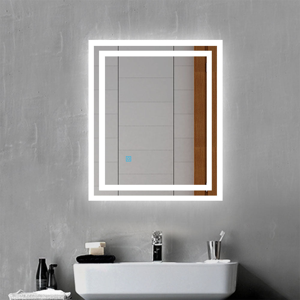 600x500mm Bathroom Mirror with LED Lights and Anti-fog Function, Touch  Sensor Switch, Cool White Lighting Vertical & Horizontal