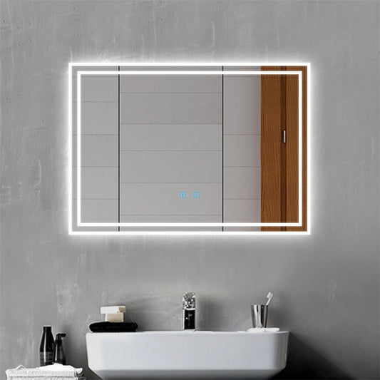 Bluetooth Bathroom Mirror with 3 LED Light Colors, 700x500MM Illuminated