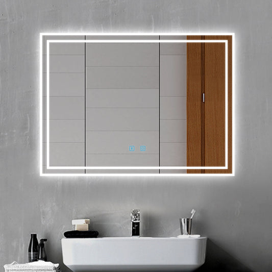 800x600MM Bathroom Mirror with LED Lights, Bluetooth Illuminated Dimmable