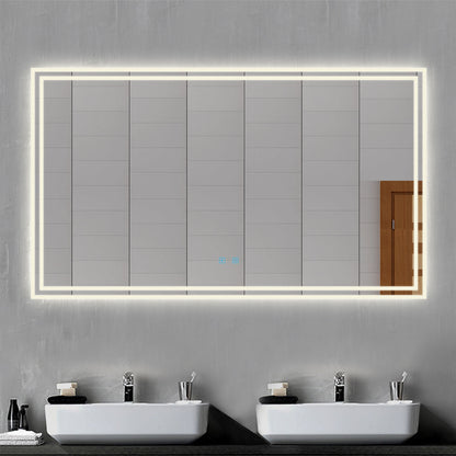 LED Bathroom Mirror, Bluetooth Speakers Dimmable Demister Wall Mounted 1200x700mm