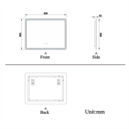 Bathroom Mirror with LED Lights, Bluetooth Speakers, Dimmable 3 Colors, Demister Pad