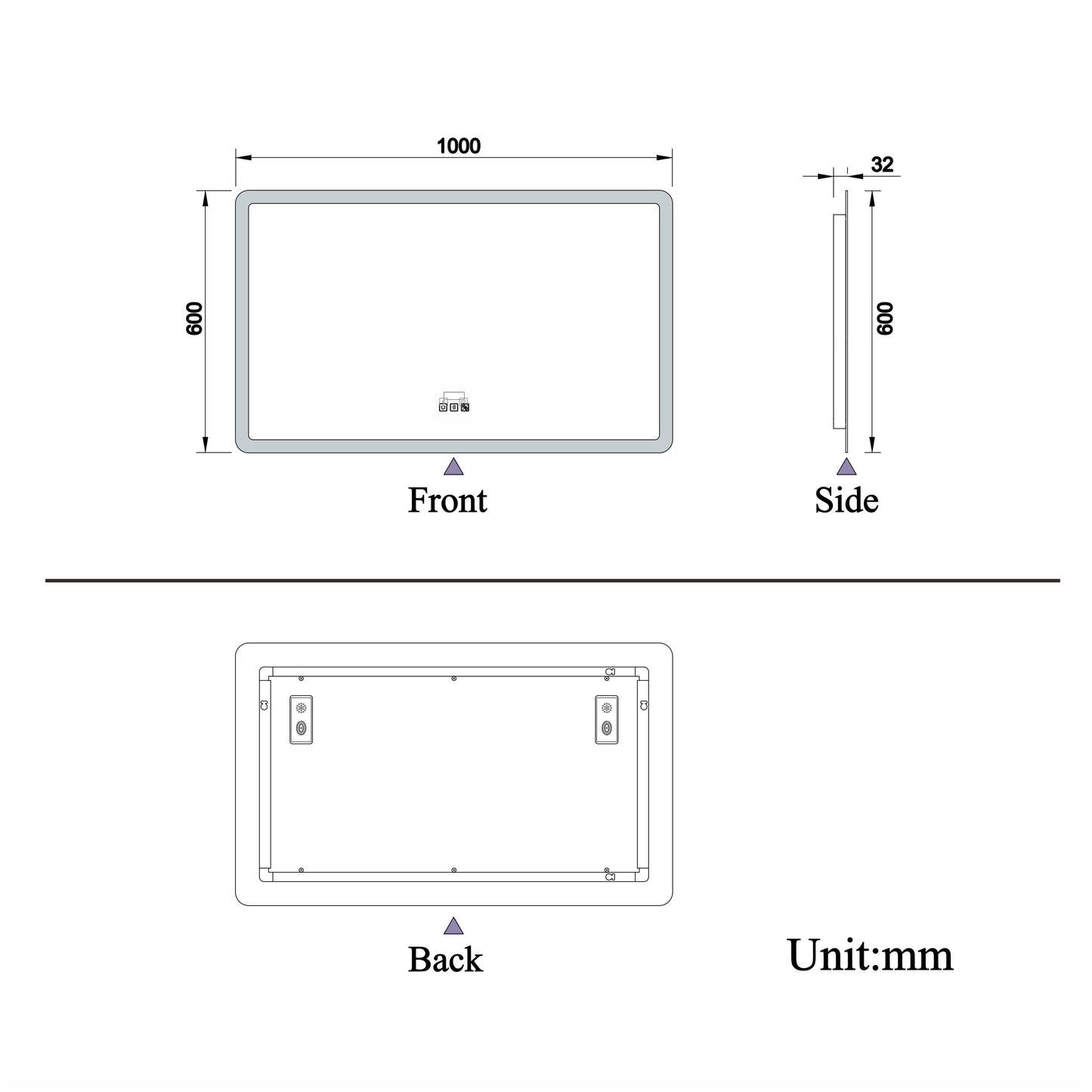 Bathroom Mirror with LED Lights, Bluetooth Speakers, Dimmable 3 Colors, Demister Pad