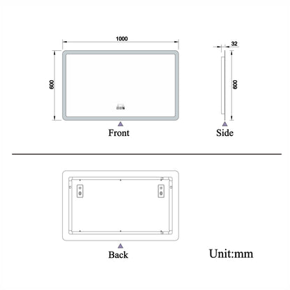 Bathroom Mirror with LED Lights, Bluetooth Speakers, Dimmable 3 Colors, Demister Pad