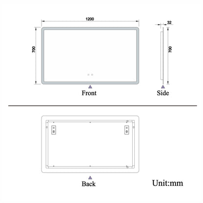 Bathroom Mirror with LED Lights, Bluetooth Speakers, Dimmable 3 Colors, Demister Pad