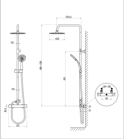 SKY ROUND SILVER SHOWER SET