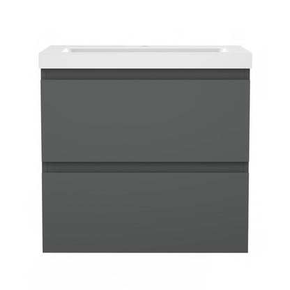 Bathroom Vanity Unit Basin Sink Wall Hung Soft Close Drawers Storage Cabinet, White/Grey
