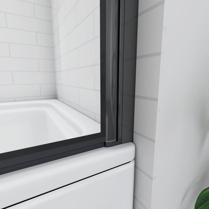 Black Pivot Bath Shower 6mm Screen Glass Panel 80x140cm