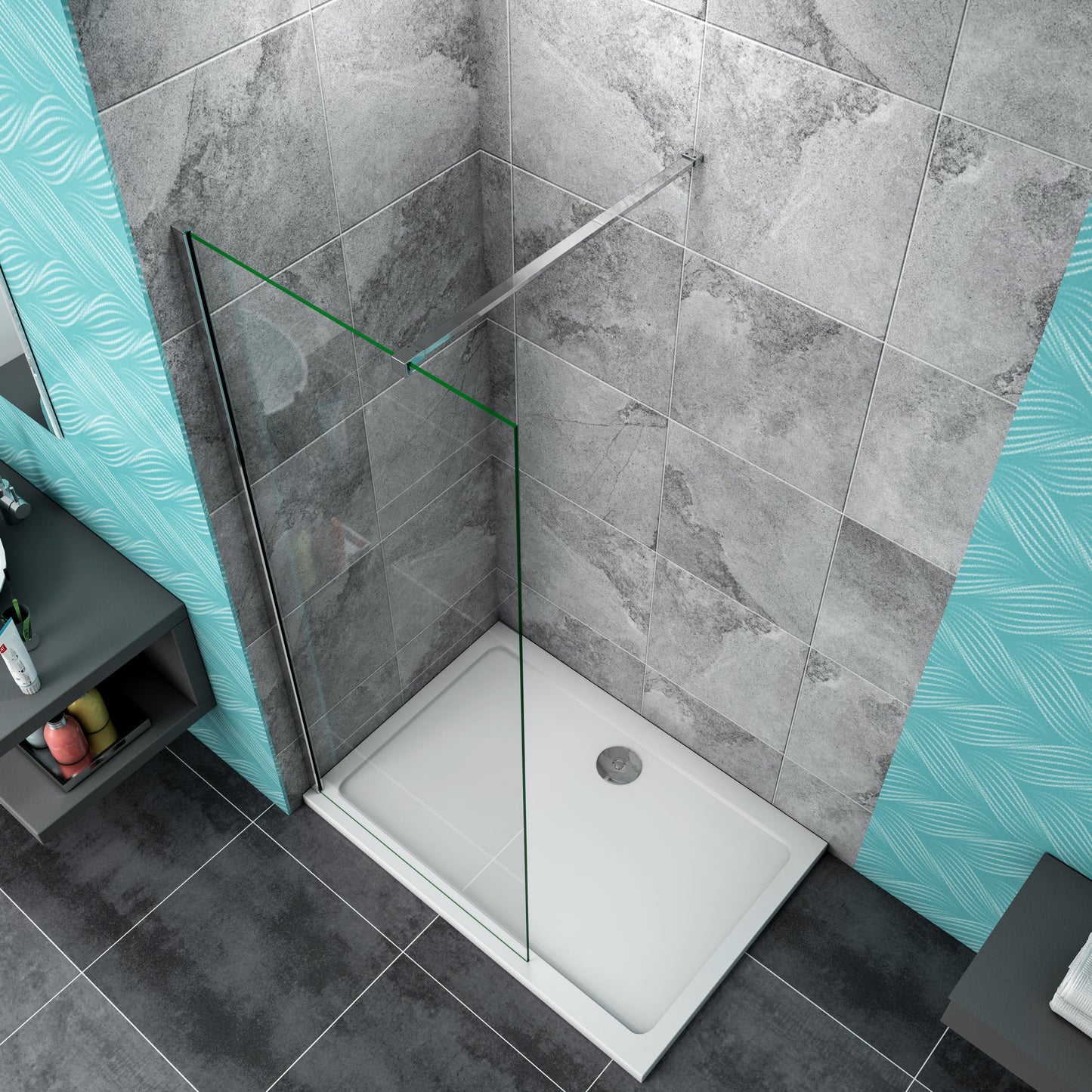 Walk In Wet Room Screen Panel Shower Door Shower Enclosure Tempered Glass