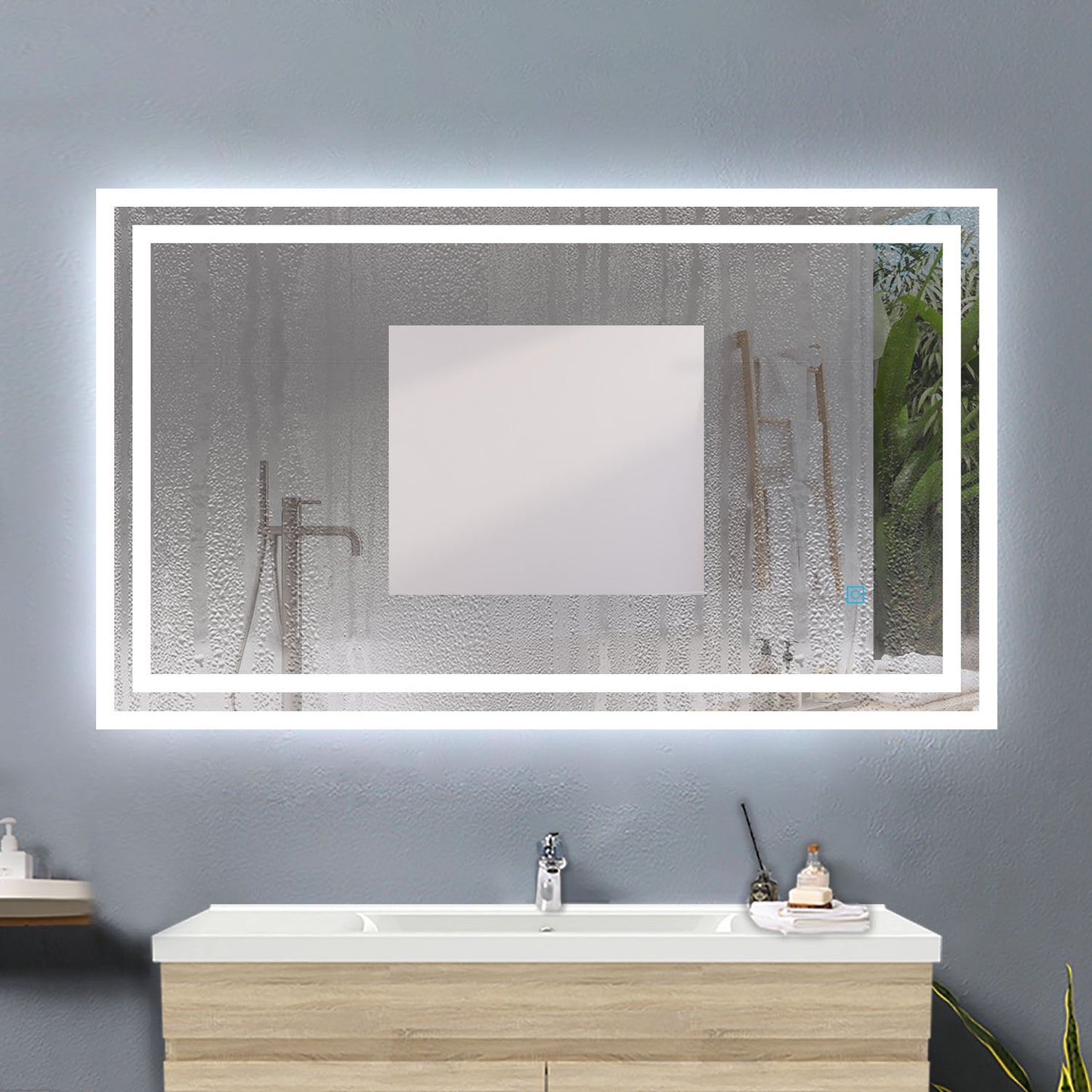 Bathroom Mirror with LED Lights, Anti Fog Touch Switch 900x700mm Vertical or Horizontal