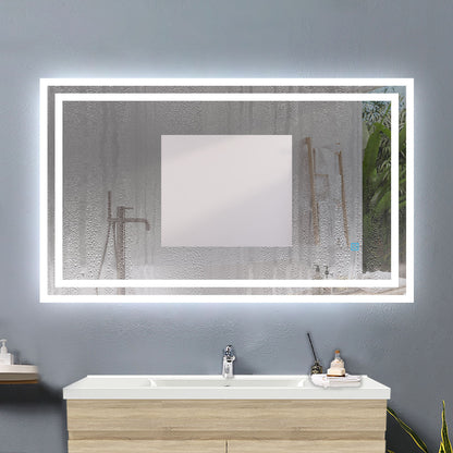 Bathroom Mirror with LED Lights, Anti Fog Touch Switch 900x700mm Vertical or Horizontal