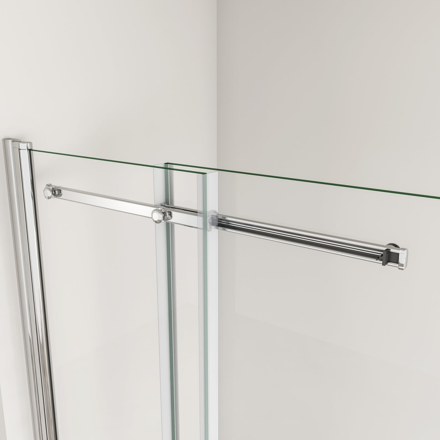 Sliding Bath Screen Fixed Pivot Shower Doors Double Panels Aluminum Chrome Frame