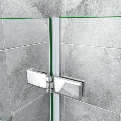 1200X1400mm Hinge 2 Fold Bath Shower Screen 6mm Tempered Glass