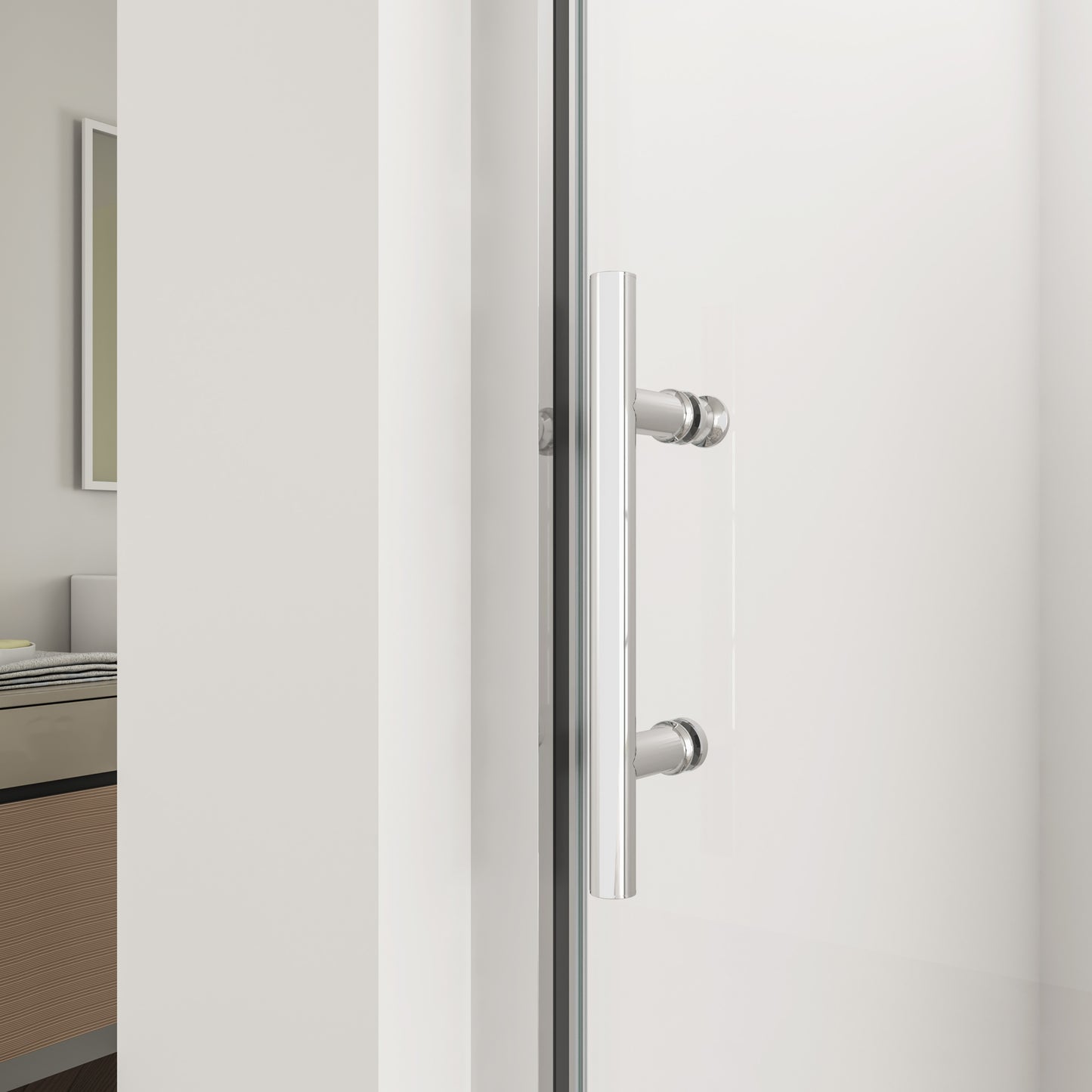 Sliding Shower Door Single Shower Enclosures Walk in Frame Tempered Clear Glass