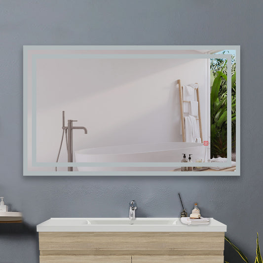 Bathroom Mirror with LED Lights, Anti Fog Touch Switch 900x700mm Vertical or Horizontal