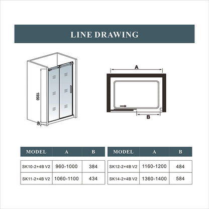 Aica Frameless Sliding Shower Enclosure Door 1950 Glass Screen Cubicle